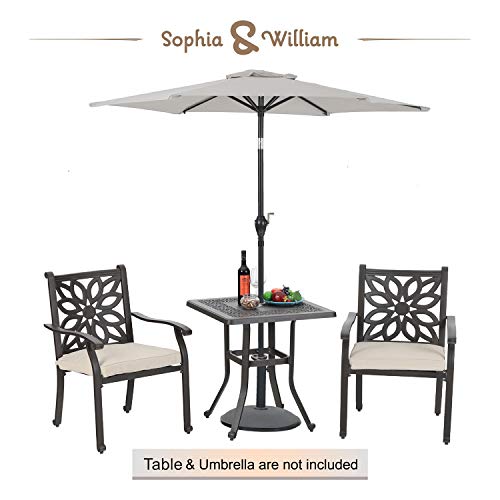 Sophia & William Patio Outdoor Dining Chairs Set of 2, Brown Cast