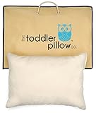 Toddler Pillow 13x 19-Inch Hypoallergenic Organic Cotton Shell Pillow and Carrying Bag, Blue Owl