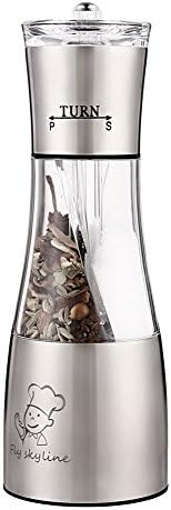 Stainless Steel Salt Grinder- Clear Acrylic Body - 2 in 1 Dual Action Salt &amp; Pepper Shaker …