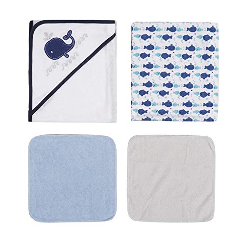 Baby Hooded Towel and Washcloths Set | Natural Cotton | Great Gift for Infants and Newborn | 2+2 Pack - Thumbnail 6