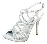De Blossom Collection Lin-135 Sexy Strappy Glitter Rhinestone* Stiletto High Heel Platform Sandals
