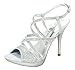 De Blossom Collection Sanyo-202 Strappy Glitter Bling Rhinestone Stiletto Heel Platform Sandal