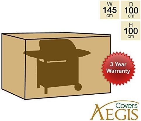 270GSM Large Green Barbecue Cover with Waterproof Lining & Piping - Aegis BBQ Deluxe - W145cm x D100cm