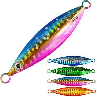 WWQY 4pcs/lot Afishlure 20g 70mm Sea Fishing Metal Plate Lead Jig Sinking Lure Lead Jig Boat Fishing , multi color