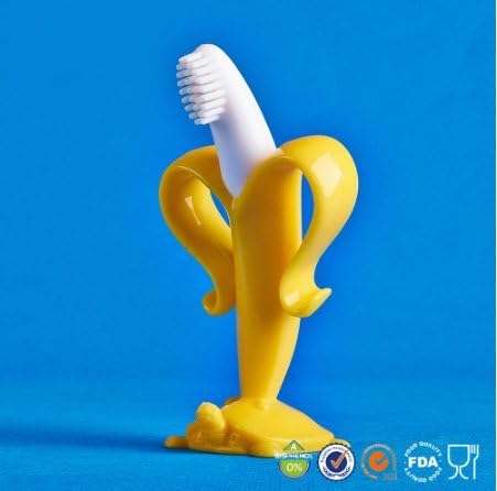 Infant Training Toothbrush teether,Yellow toys With Turtle Base BPA Free-Best Gift