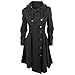Susanny Womens Modern Button Closure Asymmetrical Winter Long Trench Jackets Coat, L(US M), Black