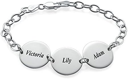 Personalized Engraved Bracelet for Men Women Kids DIY Custom Name Date ID Chain Bracelet (silver 6.5"(16.5cm)-Average)
