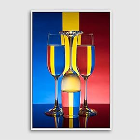 Framed Canvas Wall Art Wine Glass Canvas Prints Home Artwork Decoration for Living Room,Bedroom - 16x24 inches