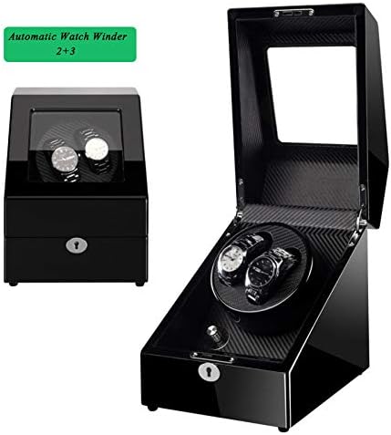 QIALPEG Automatic Watch Winder For Women And Men With Mute Motor And High Light Piano Paint Luxury Winding Case Watch Boxes Gift For Lover,Black+blackB