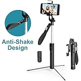 MOCREO Selfie Stick, Gimbal Stabilize Selfie Stick with LED Light Smooth Video Record Tripod Extendable Anti-Shake Selfie Stick for Live Broadcast Compatible with Smartphone Remote Control
