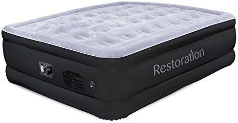 Restoration Queen Size Air Mattress - Inflatable Airbed with Built-In Electric Pump - 18" High 