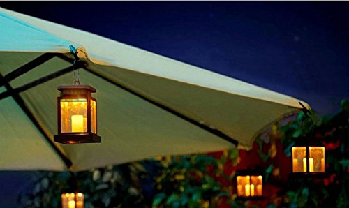 LEAGY LED Solar Mission Lantern, Vintage Solar Powered Waterproof Hanging Umbrella Lantern Candle Lights Led with Clamp Beach Umbrella Tree Pavilion Garden Yard Lawn Etc. Lighting & Decoration