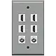 RiteAV - 4 HDMI and 2 - Coax Cable TV F Port Wall Plate White