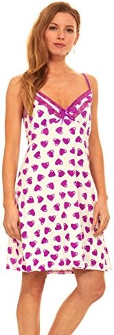 Womens Sleepwear Pajama Lingerie Nightgown - Full Slip Lace Lounge Chemise Dress (L, Purple-5016/18)