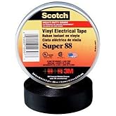 3M Scotch Super 88 Vinyl Electrical Tape, -18 to 105 Degree C, 10000 mV Dielectric Strength, 66' Length x 3/4" Width, Black