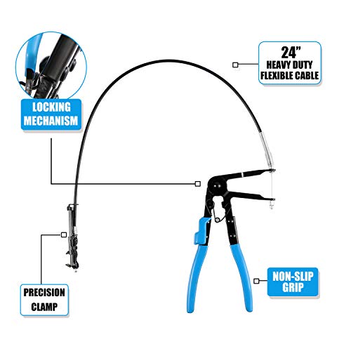 Flexible Hose Clamp Plier 24 inch Wire Long Reach Compatible for Car Truck Fuel Oil Water Pipe Reapir Tool
