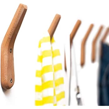 Coat Rack Hooks UMZi Wall Mounted Handmade Beech Wood Hook (Pack of 2)Modern Wooden Hat Rack Entryway Organizer Bathroom Hanger Rustic Towel Hangers Home and Kitchen Use Pegs(Pack of 2)(Natural Beech)