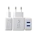 [3Pack]EU Travel Adapter Dual Port USBEuropean Wall Charger 2.1A 5V, iPhone SE/6 /6/6 Plus, iPad Air 2 / Pro / mini 3, Galaxy S7 / S7 Edge/S6 /S6Edge/Edge+,Note 5,LG G5[White]