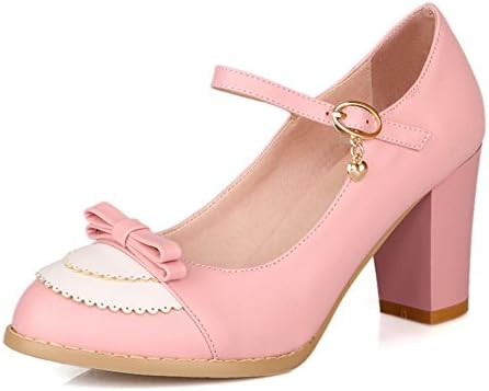Balamasa Womens Buckle Kitten Heels Assorted Colors Pink Pumps Shoes - 5 B(M) US