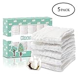 Baby Muslin Washcloths(12x12 inches,6 Pack)-100% Premium Organic Cotton- Chemical Free Baby Wipes- Soft Newborn Baby Face Towel for Sensitive Skin- Baby Registry as Shower Gift.