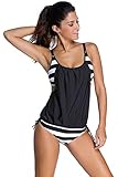 Roswear Women's Lined Up Double Up Tankini with Triangle Swimsuit