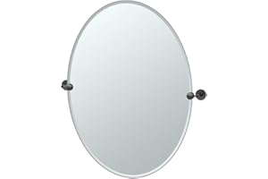 Gatco 4249MXLG Latitude II Large Oval Mirror Matte Black, 32 H x 28.5 W