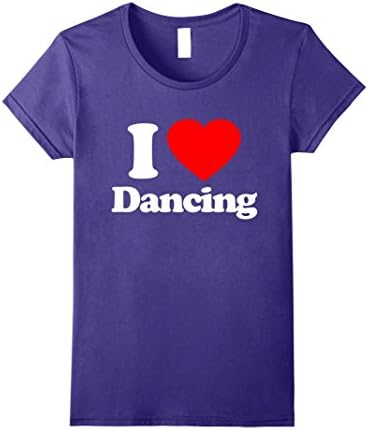 Womens Love Heart Dancing Funny Top T-Shirt XL Purple