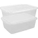CadineUS 16 Quart Clear Storage Bin, Plastic Tubs with Lids Storage, 2-Pack | Full Transparent Container, Stackable, Durable Box, Food Container, Organizer Bin, Shoe Box, Proofing Container