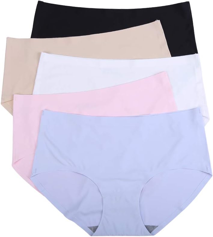 JingYun Women's Underwears Seamless No Show Panties Lines Briefs Soft Underpants Middle Low Waist 5 Pack