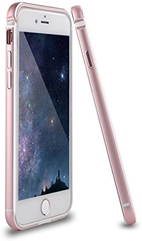 iPhone 7 Case,Hedonism[Elegant Alloy Series]Aluminum Metal Bumper Frame(No Signal Reduce) with Shock Absorbing Flexible TPU Inner+Clear Back Panel for iPhone 7,Rose Gold