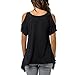 TOOGOO(R) Women Sexy Off Shoulder Cut Out Slit Sleeve Loose Stretch T-Shirt Top-Black UK10
