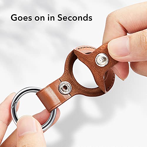 ESR Tag Keychain, Leather Case Compatible with AirTag (2021), 2 Pack, Genuine Leather Tag Holder, Portable Protective Cover, Keeps Signal Strong, Black/Brown