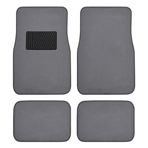 BDK MT-100-MG Classic Carpet Mats for Car SUV Van & Truck-Universal Fit Front & Rear Floor Protection with Heelpad (Medium Gray)