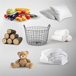 16"D x 12"W x 12"H Large Wire Basket - Round Grey