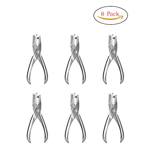 6 Pack Metal Hole Punchers Single Hole Punch Paper Puncher Ticket for School, Home and Office,1/4 Inch Holes - Thumbnail 7
