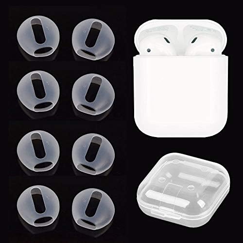 Vsuring Airpods 用 イヤーピース Fit In The Case シリコン製 付けたまま充電可能 イヤホンカバー Airpods1 2対応 シリコンカバー 4セット8個 透明