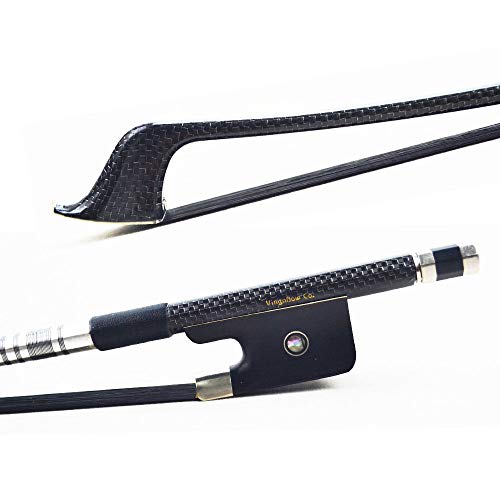 FidgetFidget Black 3/4 SILVER BRAIDED Carbon Fiber French Double Bass Bow