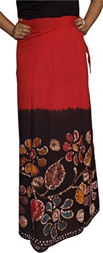 Kheyali Boutique Women Cotton Wrap Around(KB-SK-BT-0004_Red and Black)