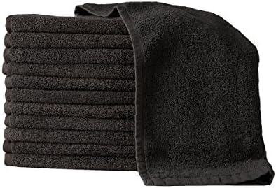 American Terry Mills 6 Dozen 100% Cotton Salon Towels Gym Towels Hand Towel 72-Pack Black
