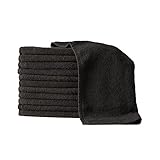 MHF Brand Premium Black 100% Cotton-16x27 inch-Hand/Salon Terry Towels-16/S Ring Spun Ultra soft Towels (12)