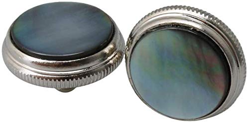Lheng 3Pcs Trumpet Valve Finger Buttons Musical Instruments Accessories Silver with Black Shell Inlay - Thumbnail 2