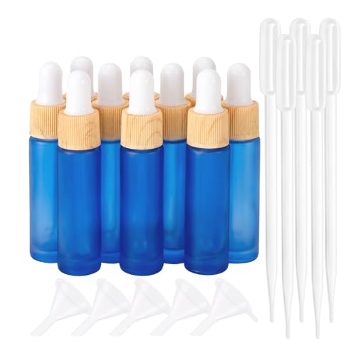 Ellbest 10ml Essential Oil Dropper Glass Bottle 10pcs Colorful Dropper Glass Bottles with Eye Dropper, Reusable Bottle, perfect for Travel, Carrying Outside (Matte Navy Blue)