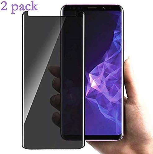 FURgenie Compatible Samsung Galaxy S9 Plus Privacy Screen Protector, FURgenie [2 - Pack][3D Curved][Case Friendly][Anti-Scratch][9H Hardness] Tempered Glass Screen Protector for Galaxy S9 Plus