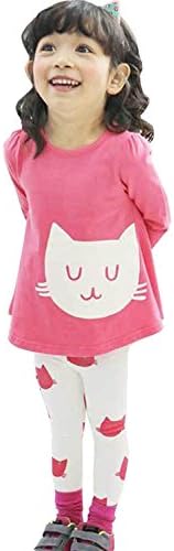 Yo Coco Girls Red Long Sleeve Cotton T-Shirts + Legging Pants Cartoon Sets Suit 3T