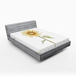 Ambesonne Sunflower Fitted Sheet Set, Sunflowers