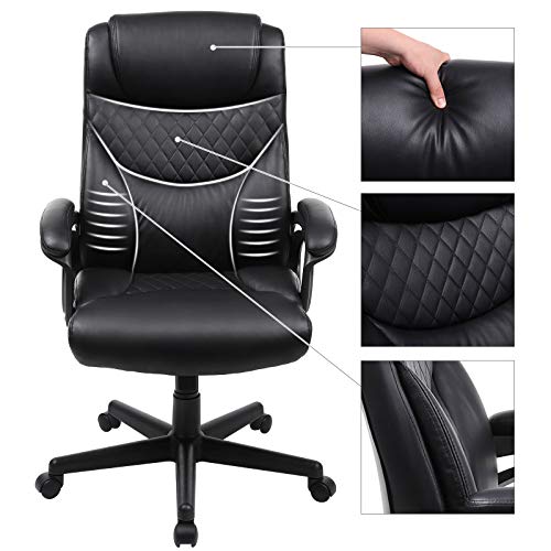 SONGMICS-Poltrona-Ergonomica-da-Ufficio-Poltrona-Direzionale-Girevole-a-360-Motivo-a-Rete-Mid-Back-Meccanismo-di-Reclinazione-PU-Nero-OBG23BK