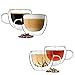 Tealyra - UNIVERSE 8-ounce - Set of 4 - Double Wall Glasses With Handle - Espresso Coffee - Tea - Cappuccino - Clear Cups - Heatproof Insulating - Keeps Beverages Hot - 230ml