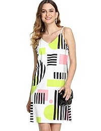 milumia Mujer Sin Mangas Cuello En V Floral Impresión correa de espagueti Cami vestido