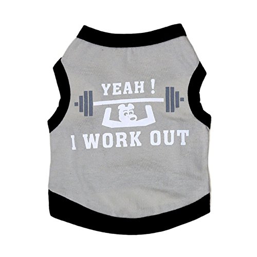 Cute Pet Dog Shirt,Summer Clothes for Pet Puppy Vest Dogs Costumes Tank Top Pet Apparel T-Shirts for Dogs Yamally Gray