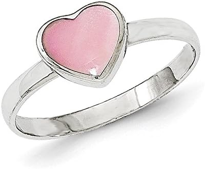 925 Sterling Silver Polished Pink Mother of Pearl Band Ring Size 7